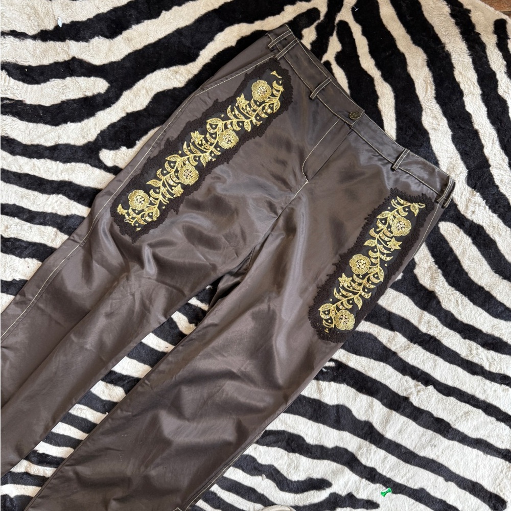 Class Roberto Cavalli Black Pants with Gold Embroidery